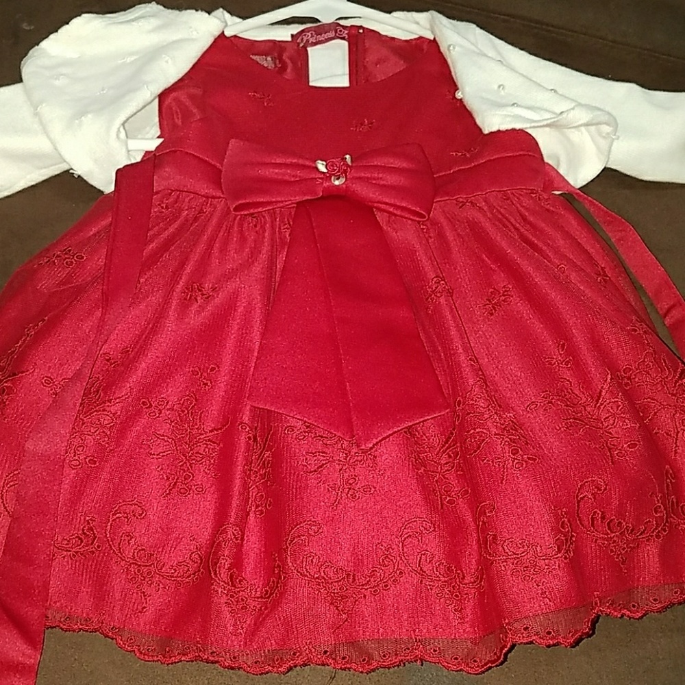 Red sequence dress for baby